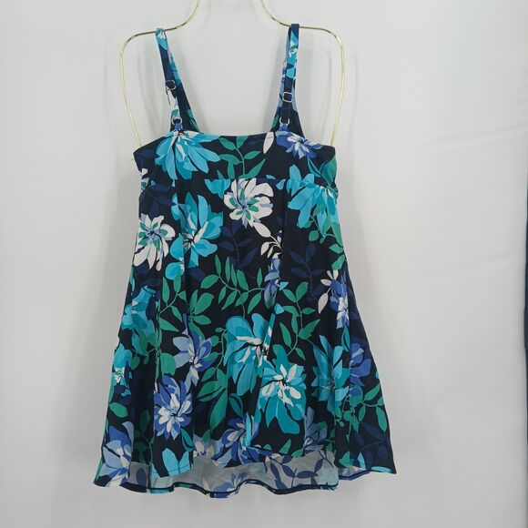 croft & barrow Other - womens vintage croft and barrow blue floral tankini bikini top size 12 cute